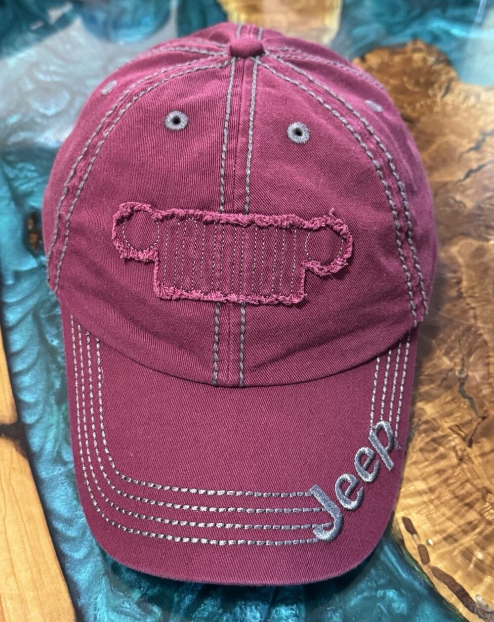 Jeep Strapback Designer Hat Maroon